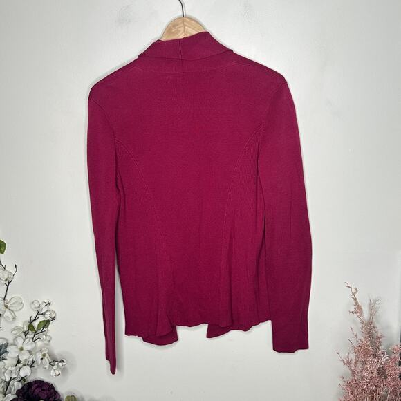 EILEEN FISHER Silk Cotton Open Front Cardigan Sweater Raspberry Pink Sz M {SS19} - Picture 3 of 5